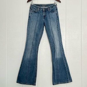 Vintage Silver Jeans Light Wash Flare Bell Bottom Low Rise Center Seam Size 28